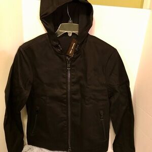 Michael Kors Black Denim Anorak Jacket Full Zip, 2 Front Zip Pockets Sz M NWT